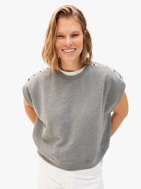 Clare V. Le Vest in Grey Melange w/ Studs